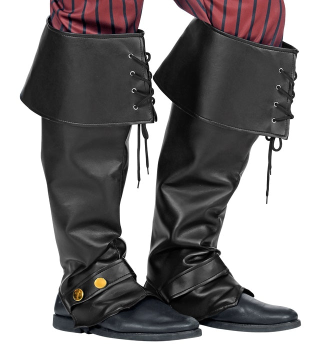 Pair Of Leather Look Black Boot Covers