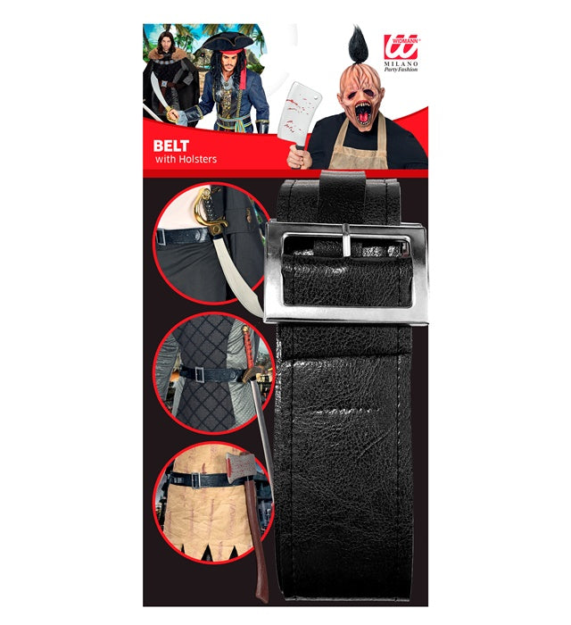 Leather Look  Black Belt With 4 Holsters For Swords And Weapons”