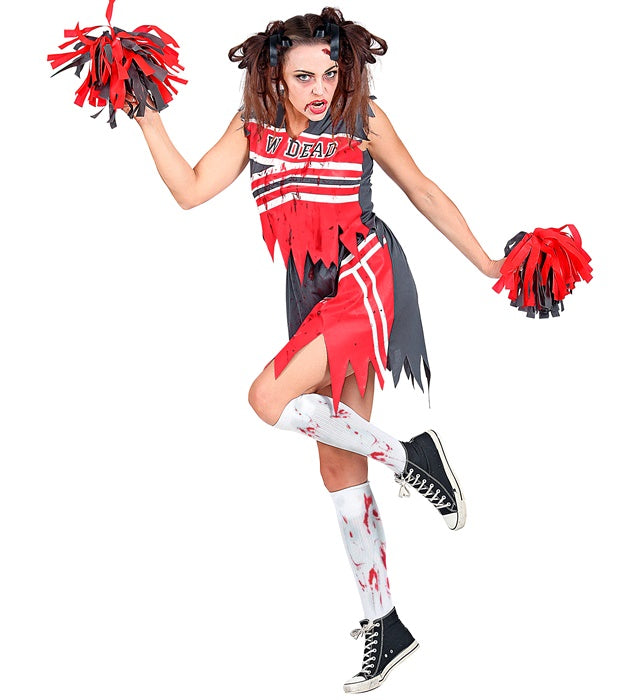 Zombie Cheerleader  Top, Skirt, Pom Poms 