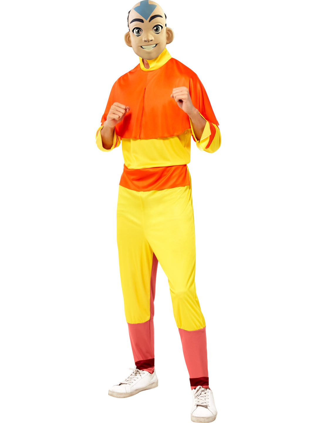 Rubies Men's Avatar: The Last Airbender Aang Costume Jumpsuit with Cape and Mask, As Shown, X-Large