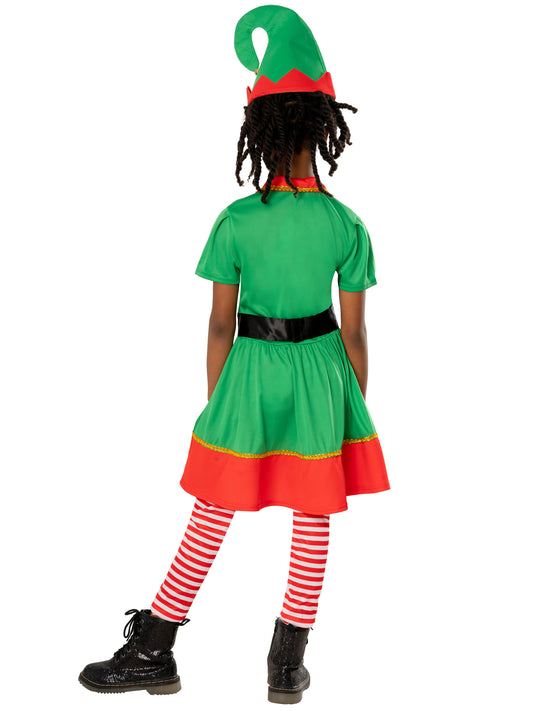 Kids Green Elf Dress Costume with Stockings and Hat 2
