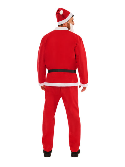 Santa Mens Top Trousers Belt Hat Beard Costume 2