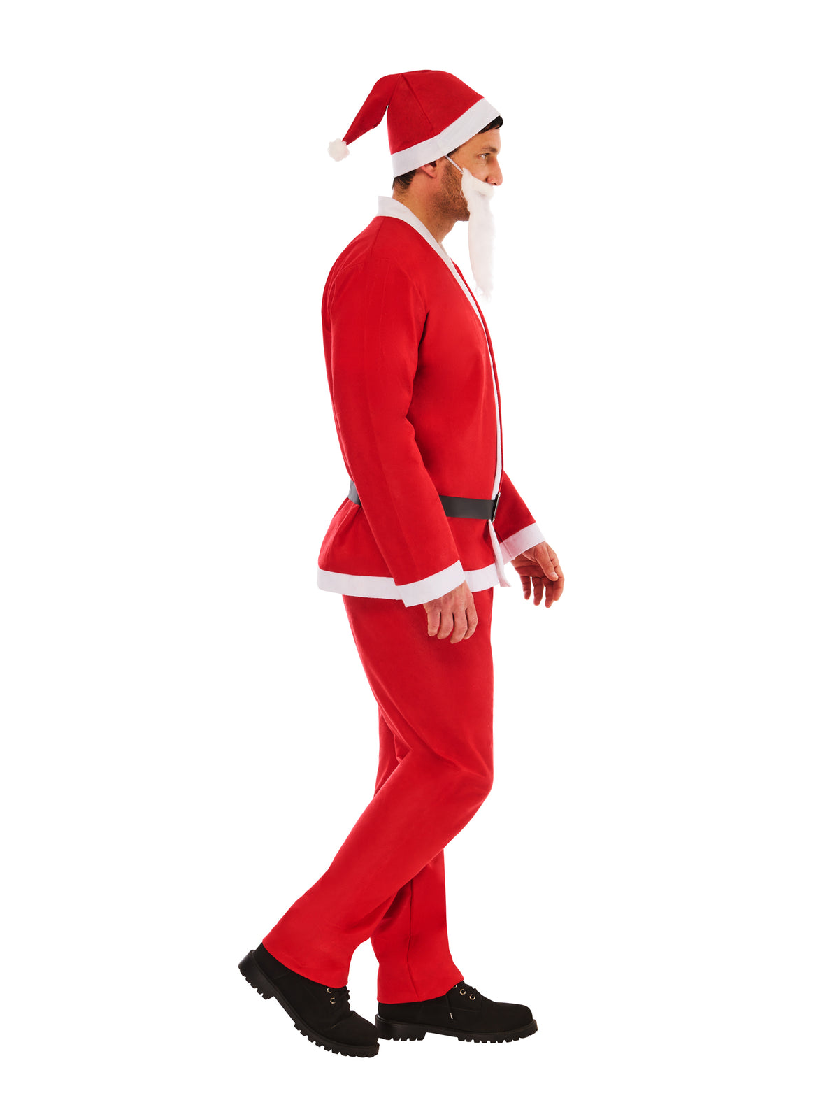 Santa Mens Top Trousers Belt Hat Beard Costume 4