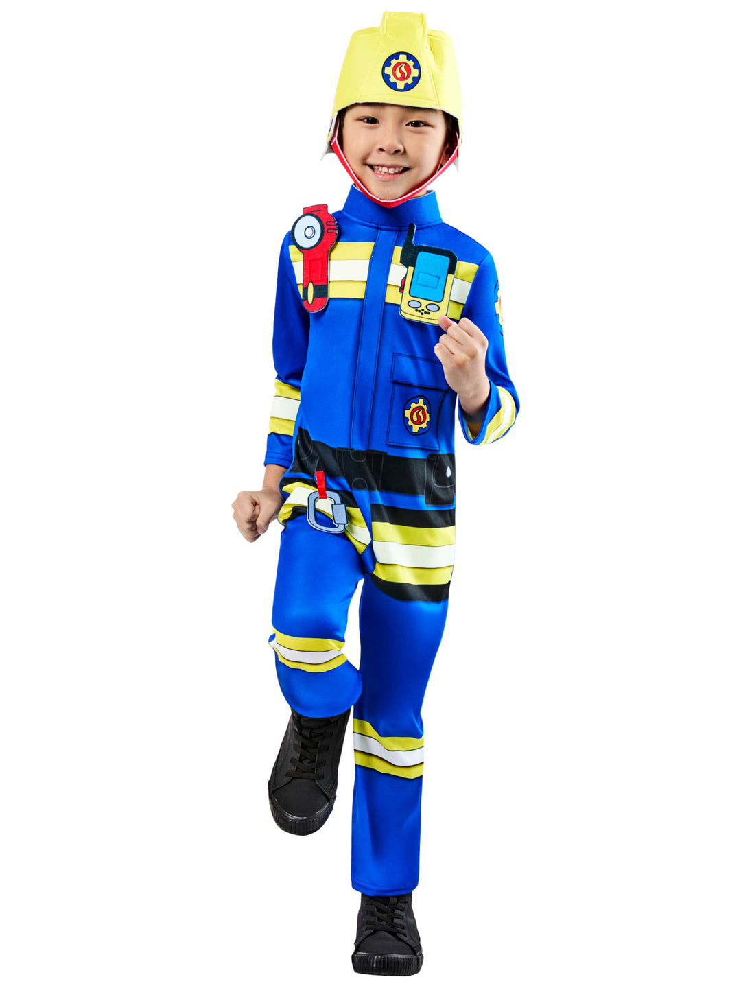 Kids Fireman Sam Costume with Yellow Helmet