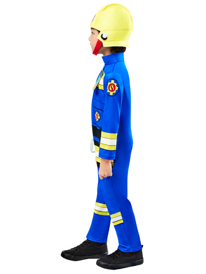 Kids Fireman Sam Costume with Yellow Helmet 3
