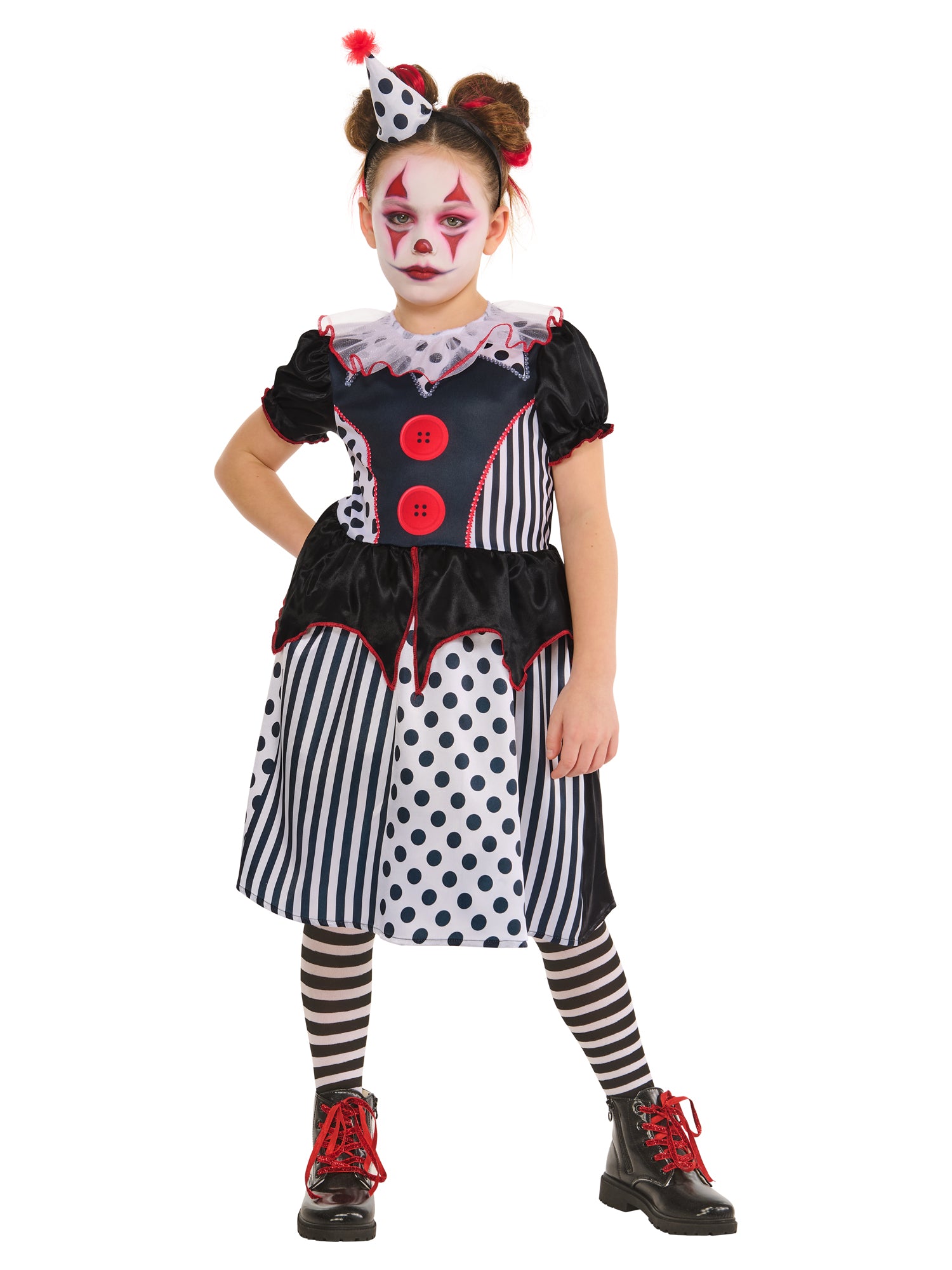 Monochrome Clown Dress for Girls 1