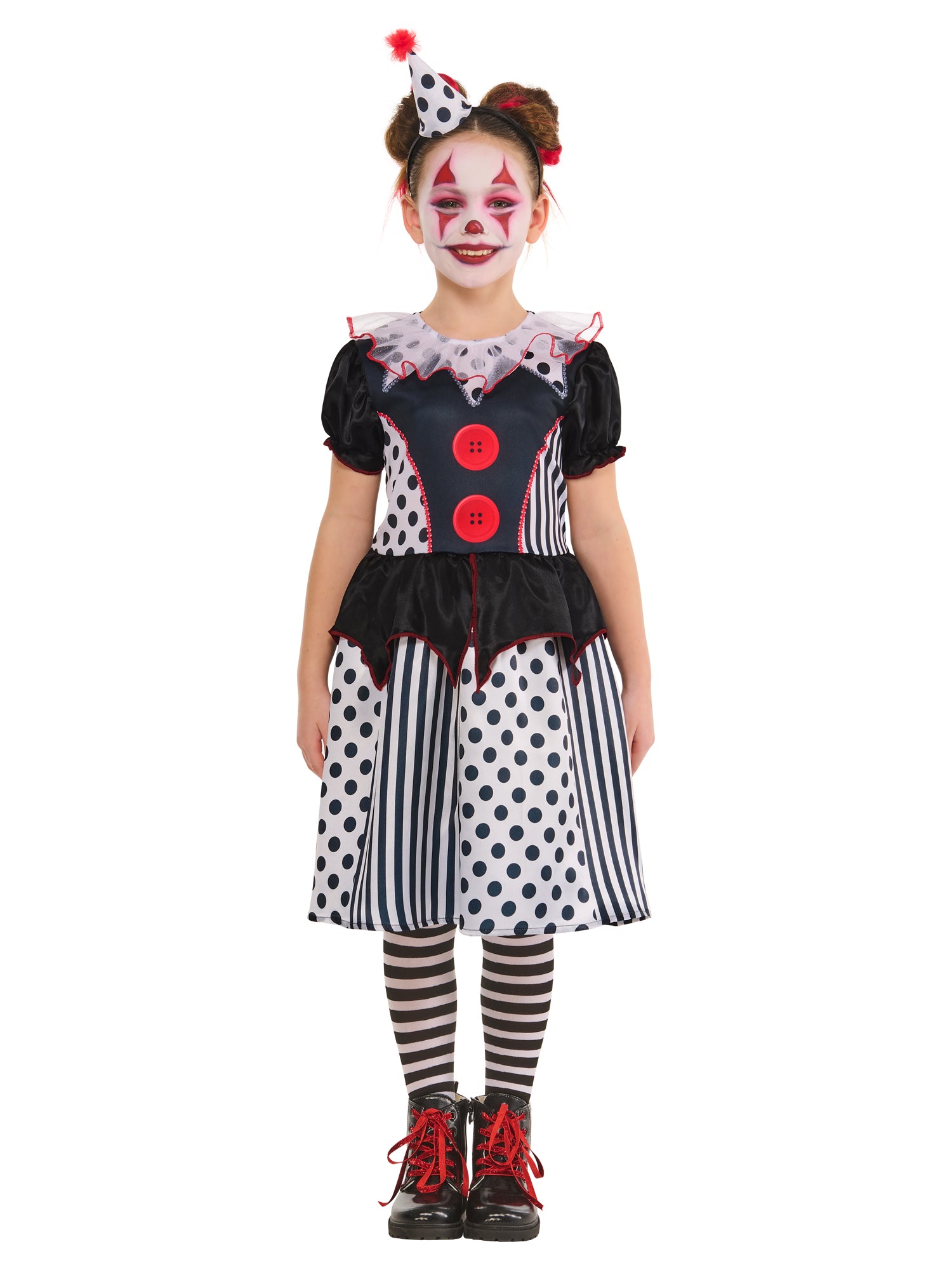 Monochrome Clown Dress for Girls 4