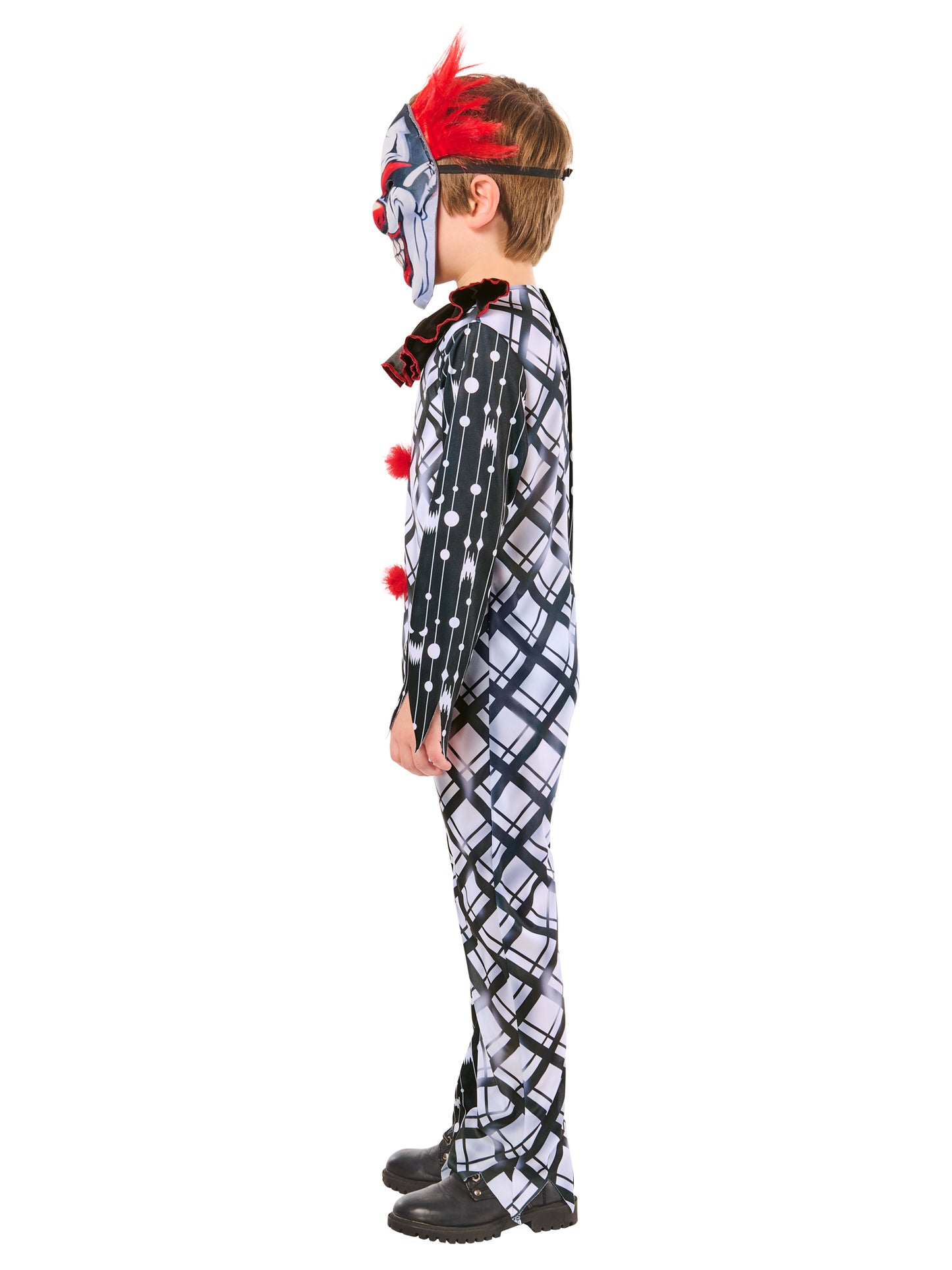 Monochrome Sinister Clown Suit Costume for Kids 3