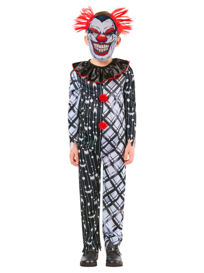 Monochrome Sinister Clown Suit Costume for Kids 4