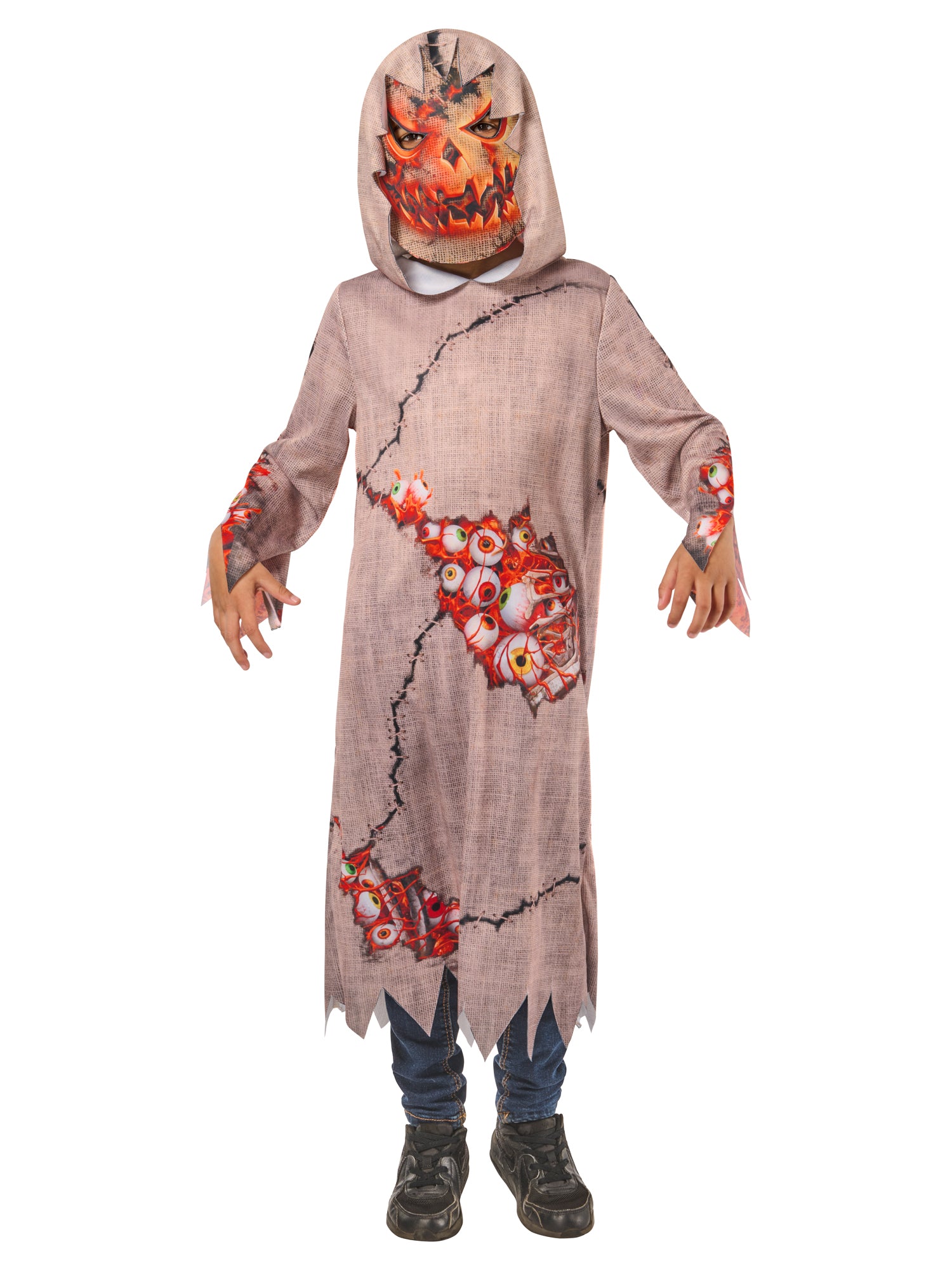 Pumpkin Goblin Kids Hooded Robe and Mask 1