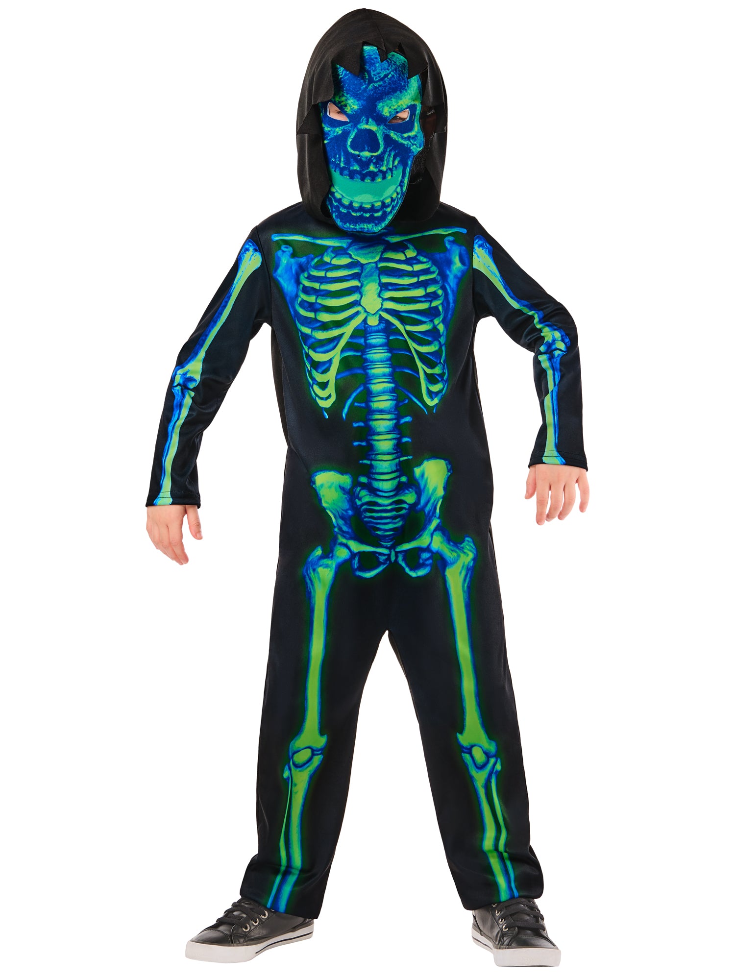 Neon Green Skeleton Costume for Kids 1