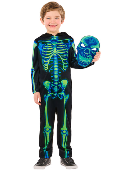 Neon Green Skeleton Costume for Kids 4