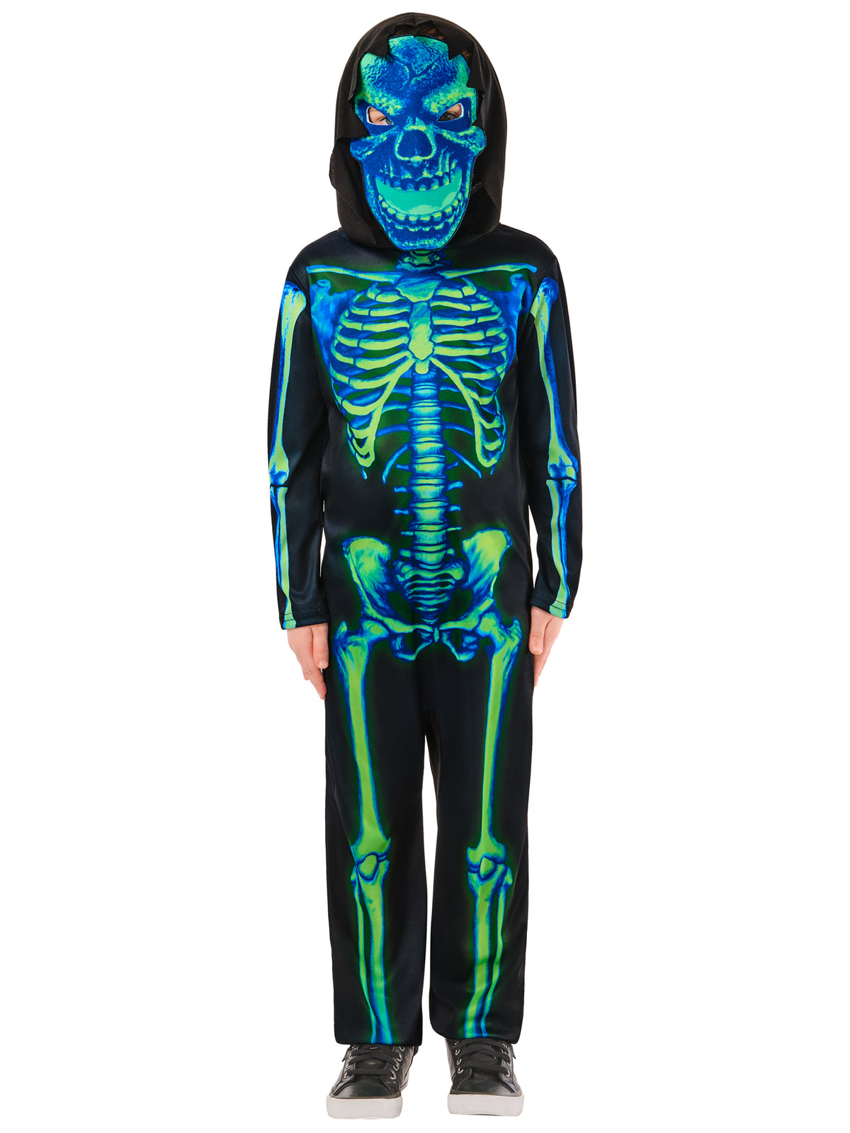 Neon Green Skeleton Costume for Kids 5