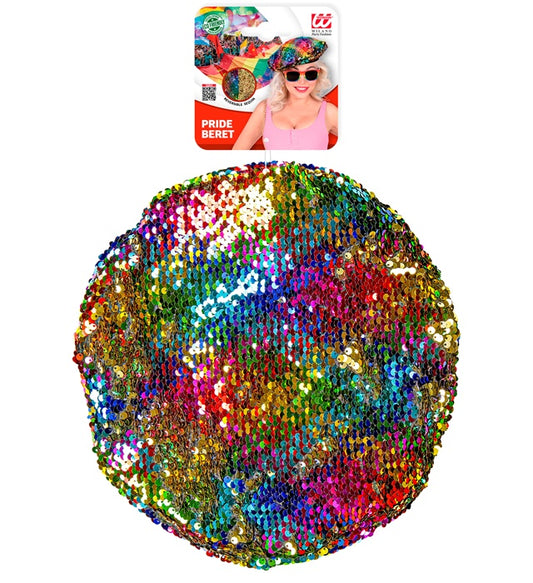 Reversible Rainbow/Gold Sequin Beret