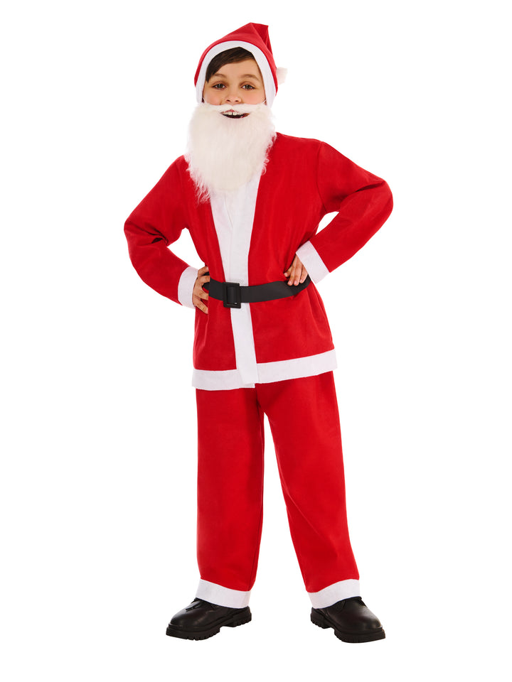 Kids Value Santa Costume Top Trousers Belt Hat Beard