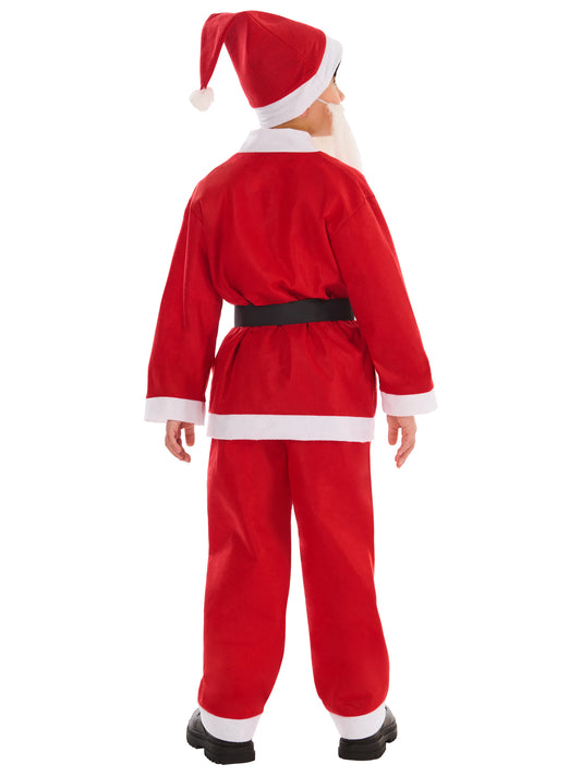 Kids Value Santa Costume Top Trousers Belt Hat Beard 2