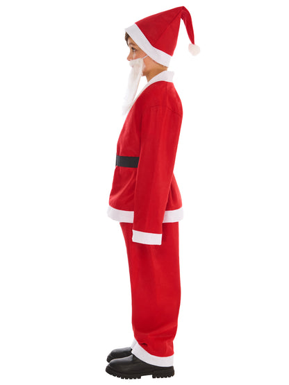 Kids Value Santa Costume Top Trousers Belt Hat Beard 3