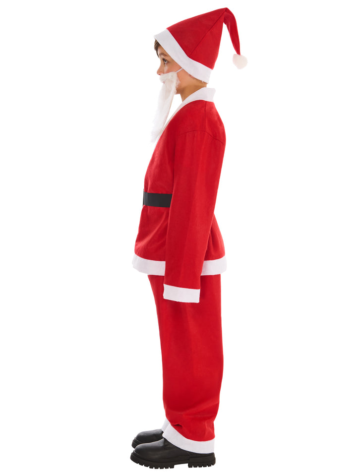 Kids Value Santa Costume Top Trousers Belt Hat Beard