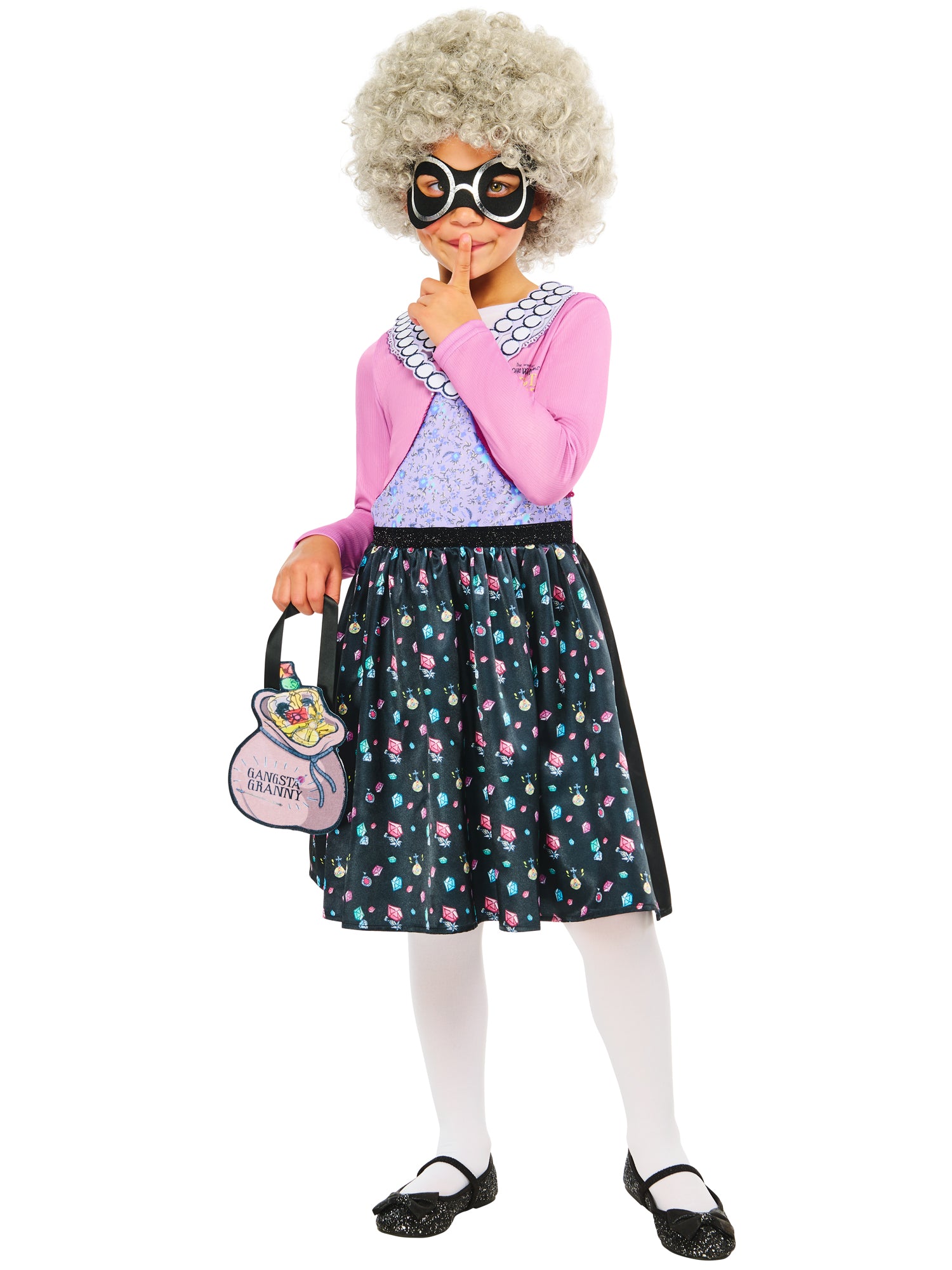Gangsta Granny Costume Dress Wig Mask and Accessory Bag 5