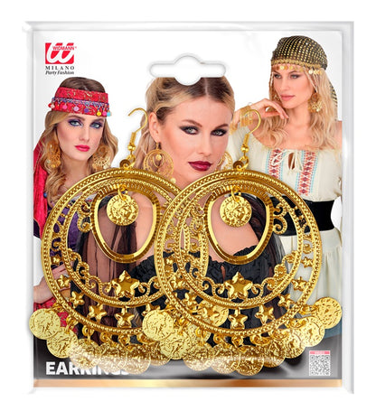 Pair Of Golden Earrings With Coins