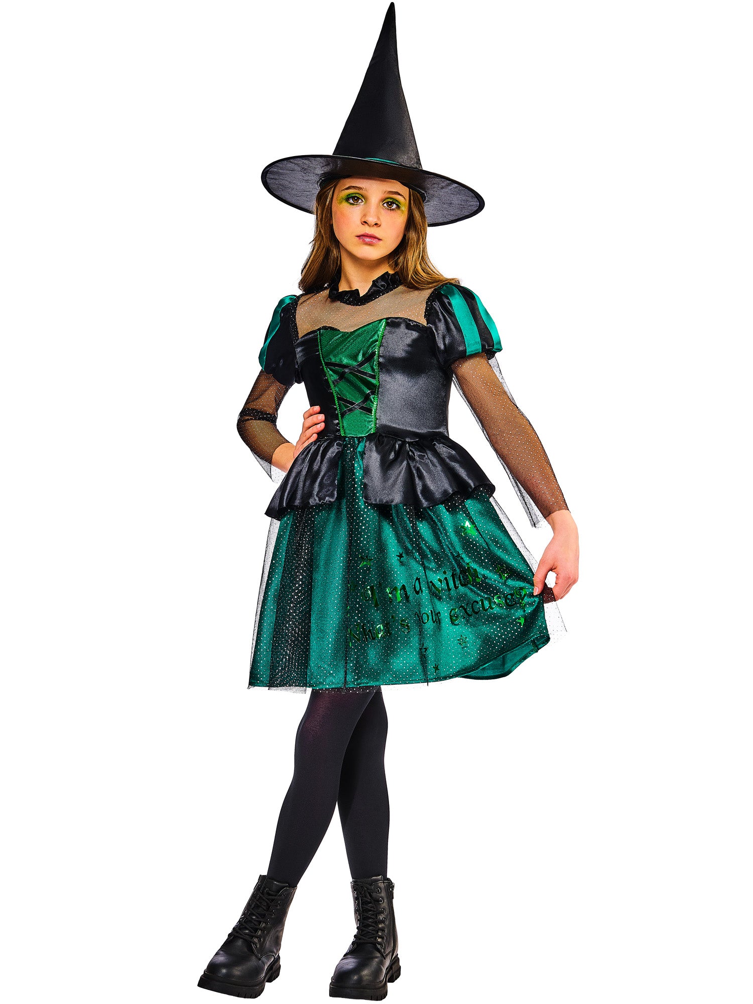 Wicked Witch Costume Dress and Hat for Girls 1