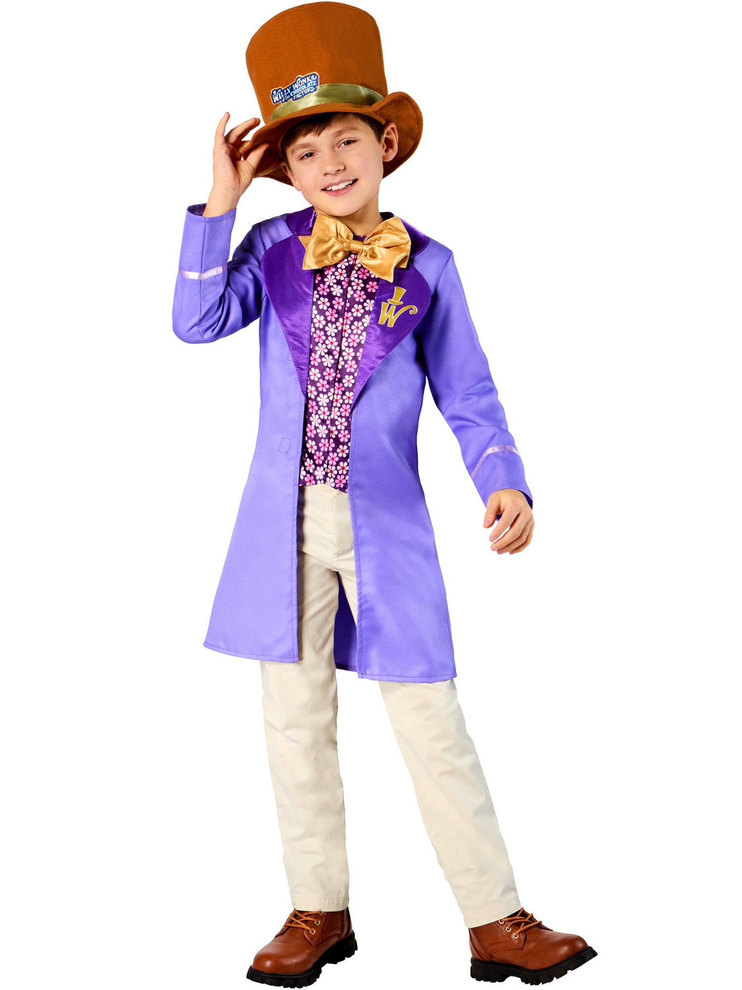 Willy Wonka Boy Chocolate Factory Costume Top with Hat 1