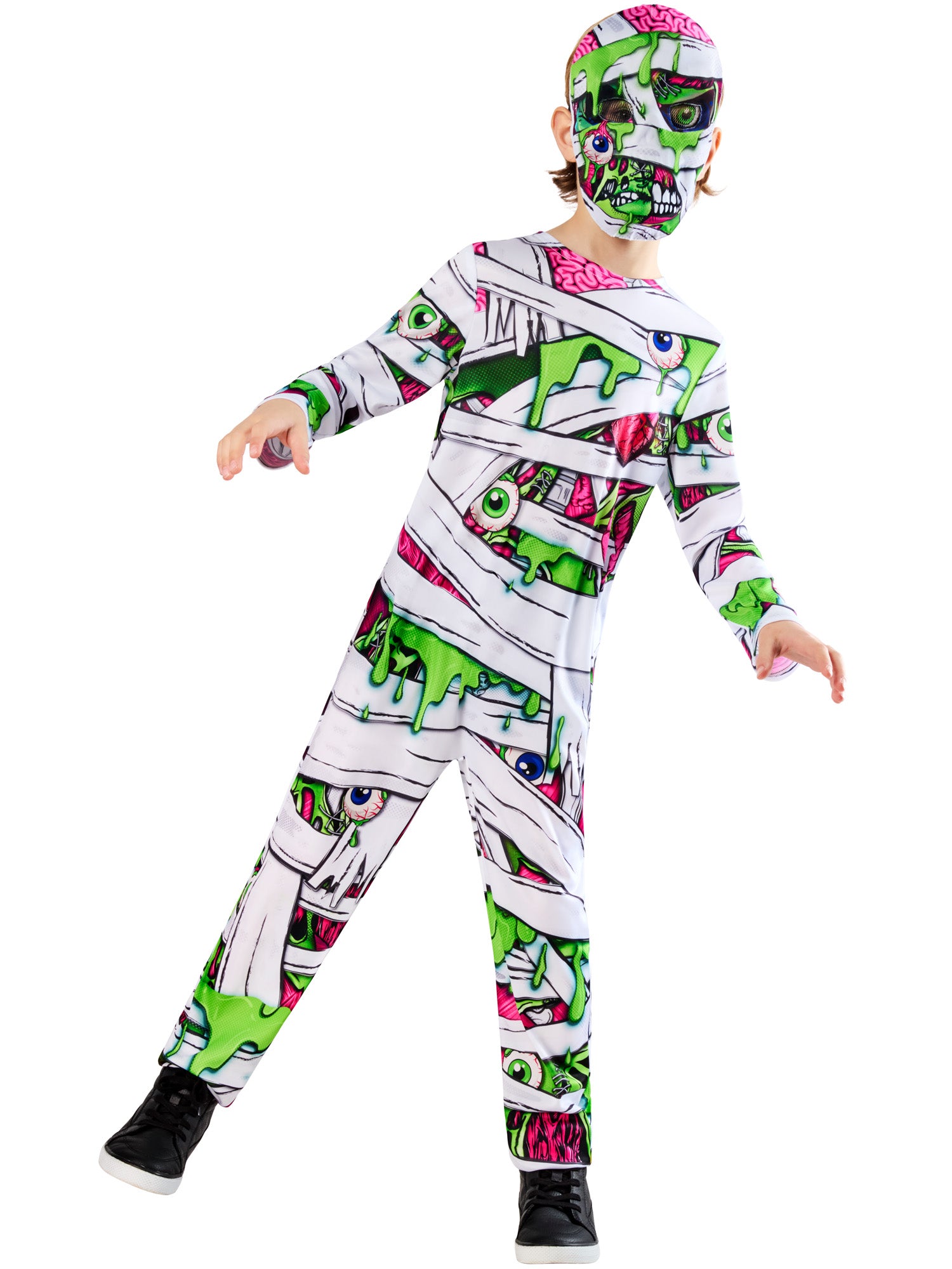 Pop Art Mummy Kids Costume Jumpsuit and Mask for Halloween 5