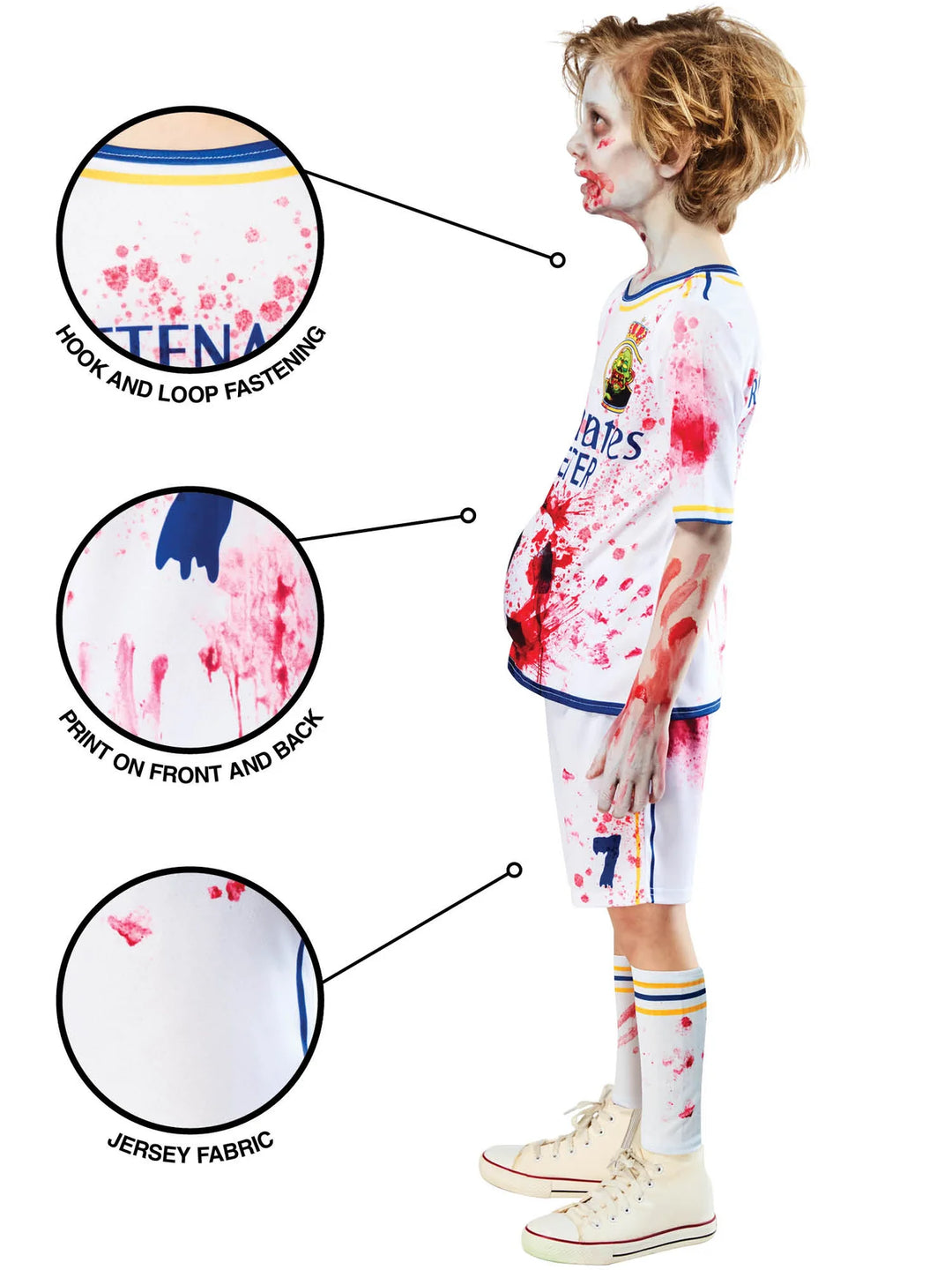Zombie Rottenaldo Kids Costume Halloween Footballer Kit