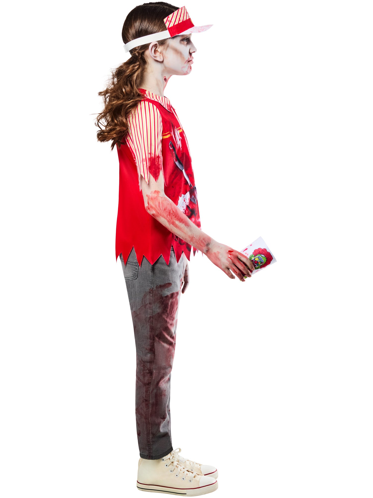 Zombie Burger Worker Costume Kids Top Visor Cup Holder 3
