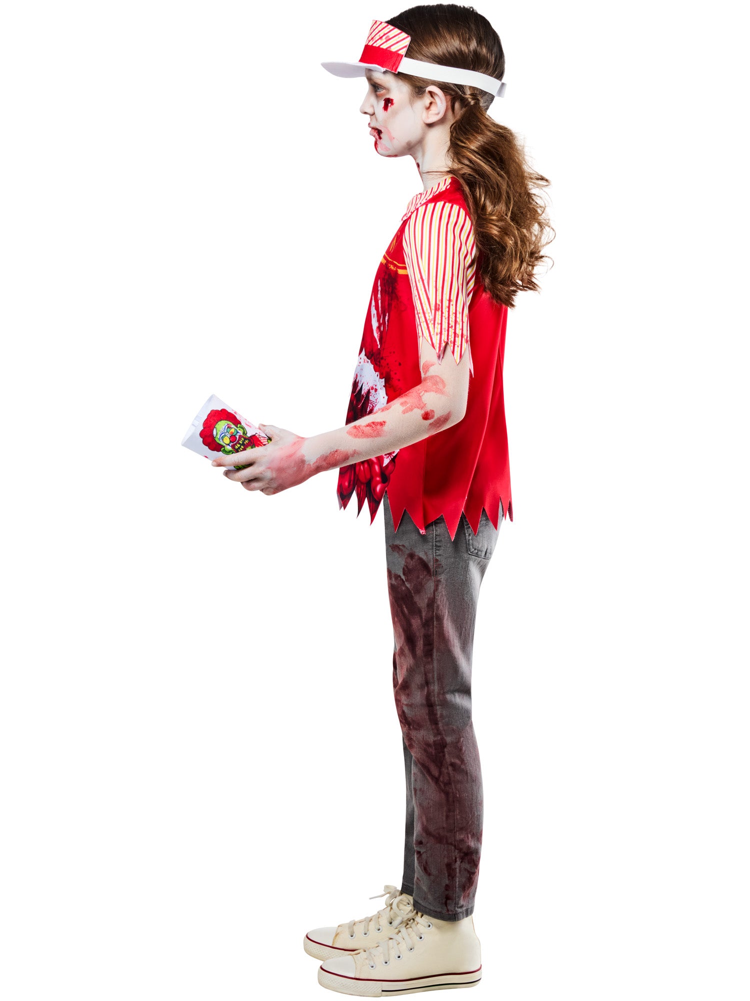 Zombie Burger Worker Costume Kids Top Visor Cup Holder 4