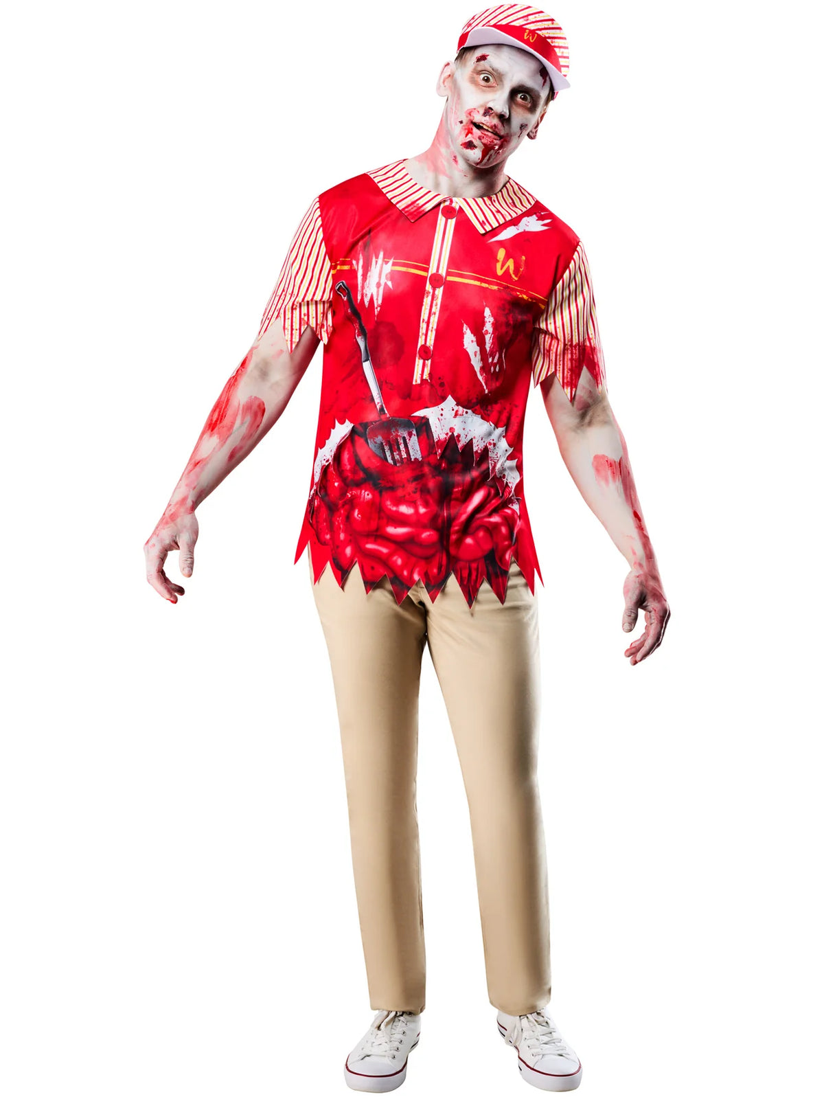 Zombie Burger Costume Adult Horror Fast Food Worker Costume 4