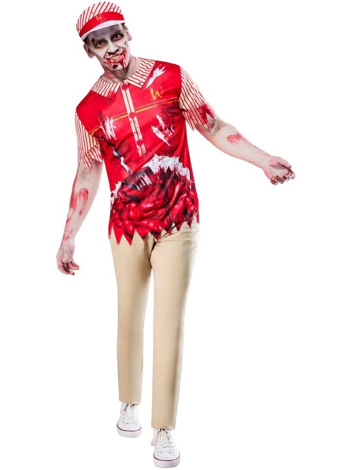 Zombie Burger Costume Adult Horror Fast Food Worker Costume