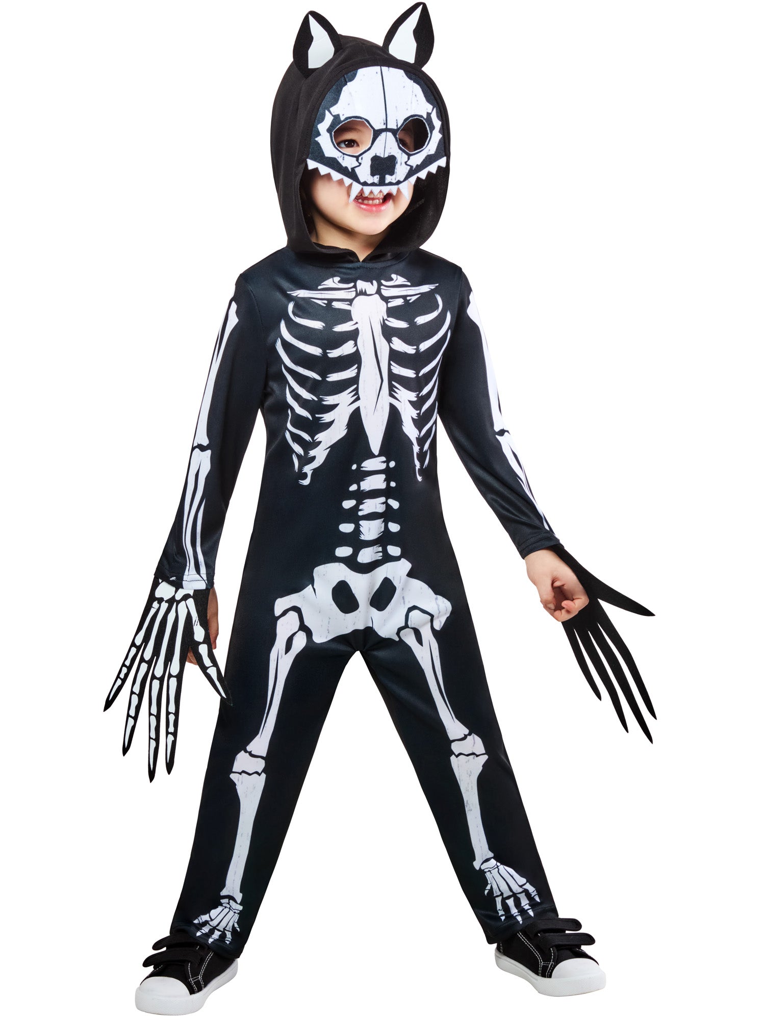 Skeleton Werewolf Costume Kids Jumpsuit with Headpiece and Detachable Tail 1