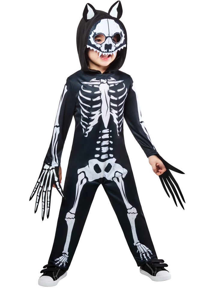 Skeleton Werewolf Costume Kids Jumpsuit with Headpiece and Detachable Tail