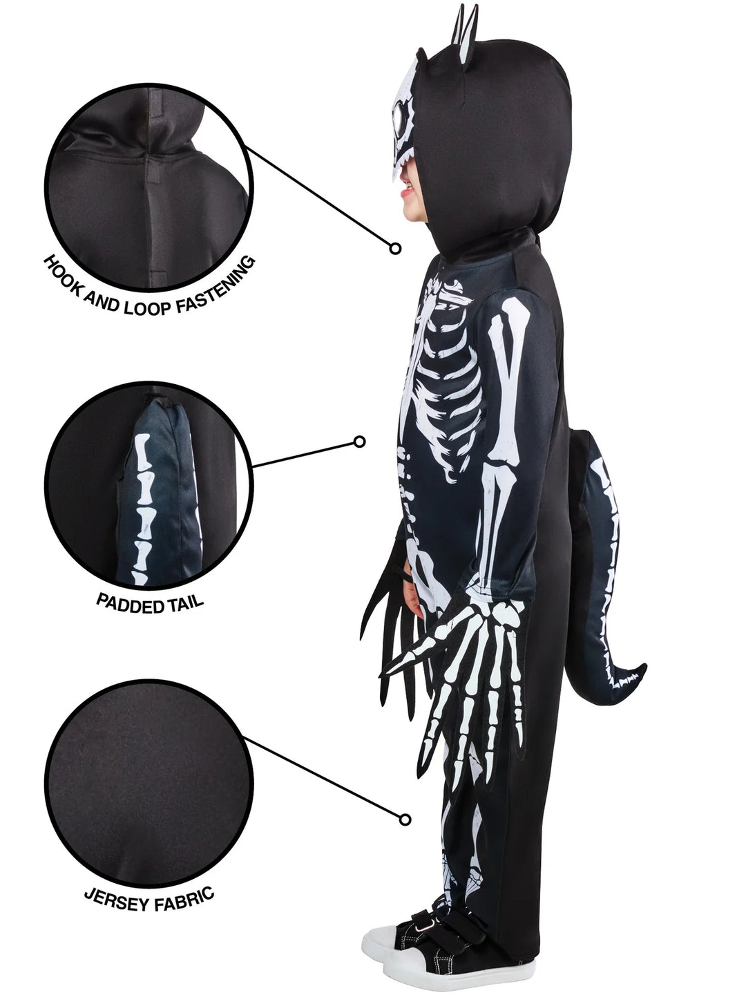 Skeleton Werewolf Costume Kids Jumpsuit with Headpiece and Detachable Tail