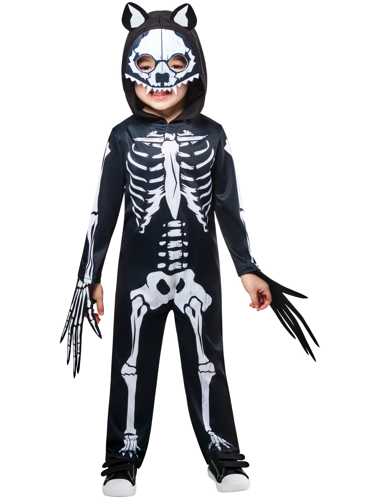Skeleton Werewolf Costume Kids Jumpsuit with Headpiece and Detachable Tail 5