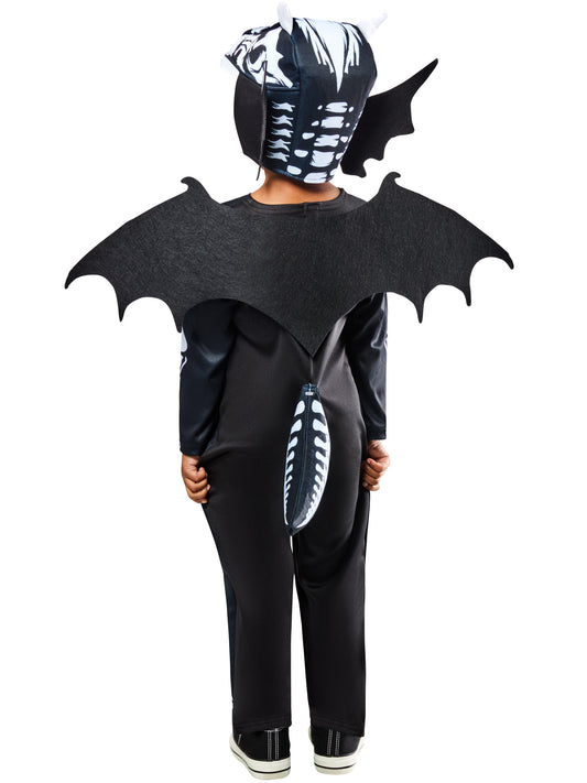 Skeleton Dragon Costume for Kids Jumpsuit Headpiece Wings Tail 2