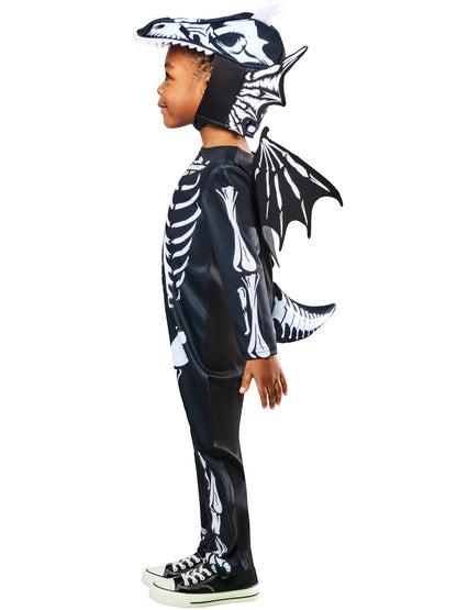 Skeleton Dragon Costume for Kids Jumpsuit Headpiece Wings Tail 4