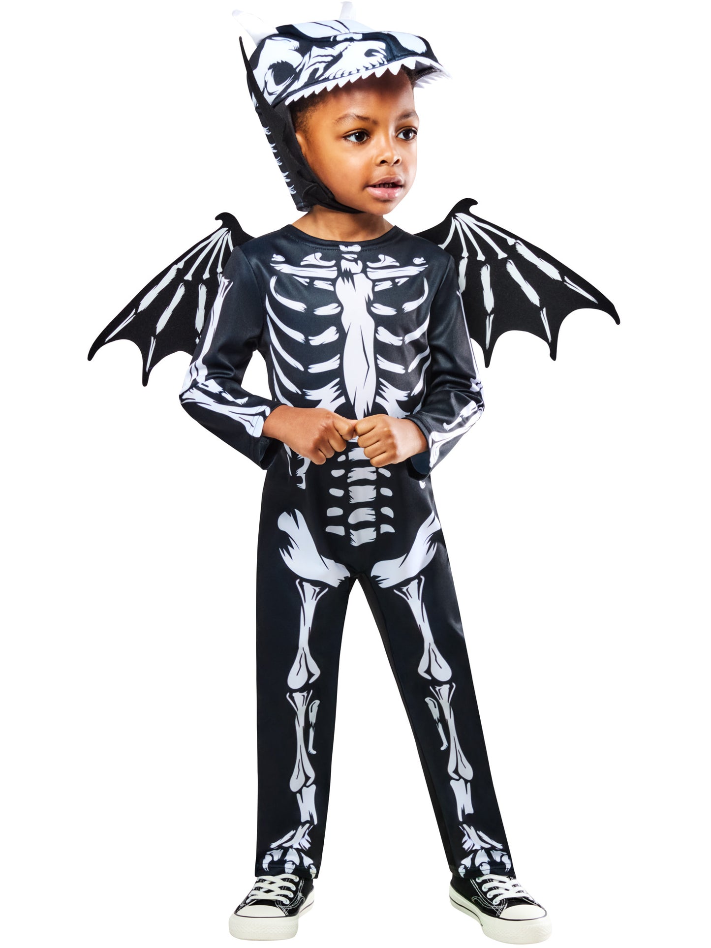 Skeleton Dragon Costume for Kids Jumpsuit Headpiece Wings Tail 5