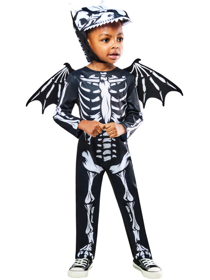 Skeleton Dragon Costume for Kids Jumpsuit Headpiece Wings Tail 5