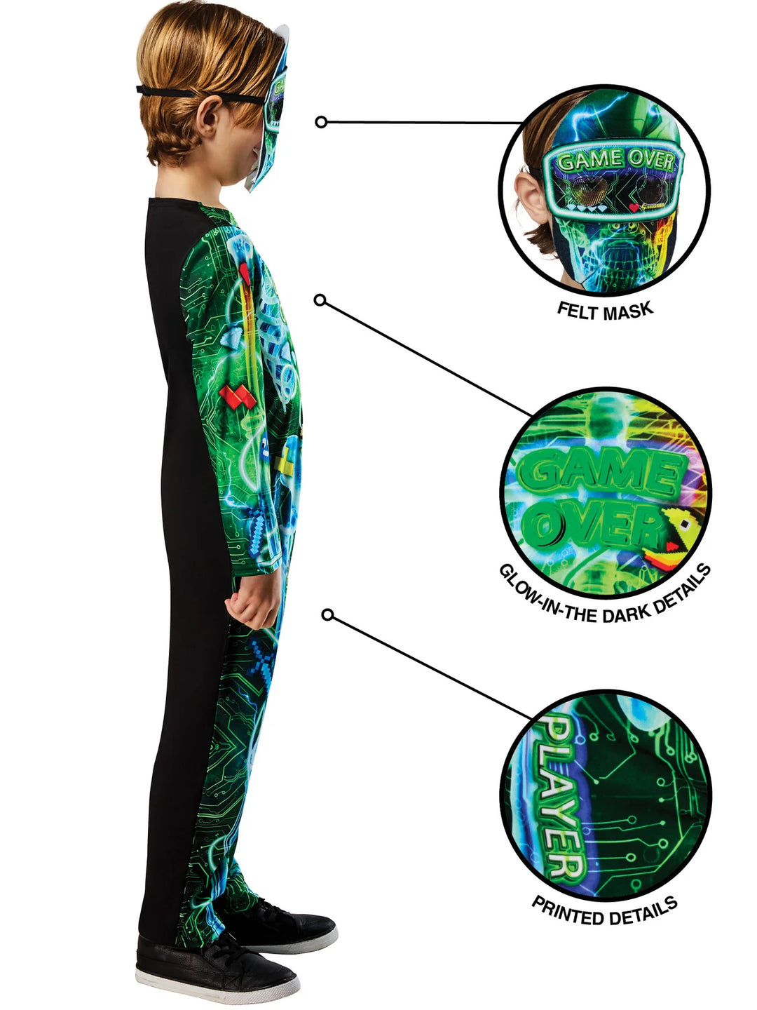 Gamer Skeleton Costume for Kids