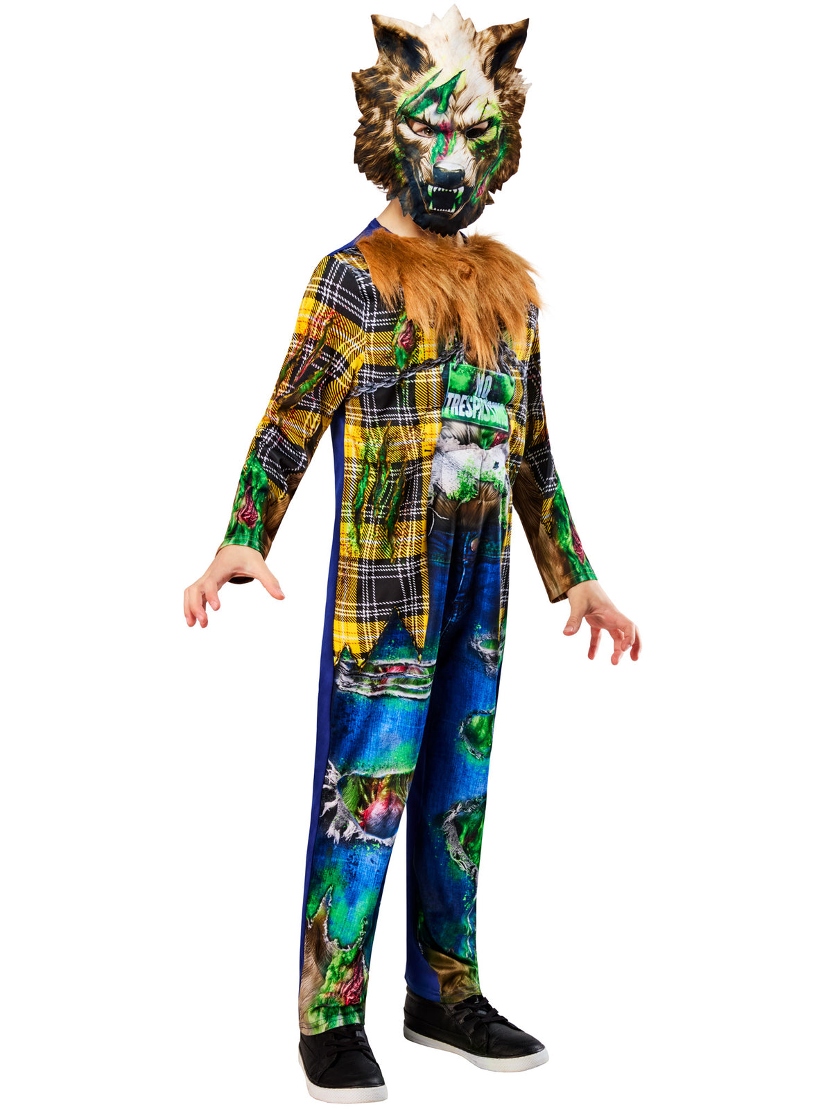 Toxic Werewolf Kids Costume Padded Faux Fur Jumpsuit with Mask 5