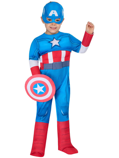 Captain America Toddler Kids Costume Jumpsuit Mask Shield 4