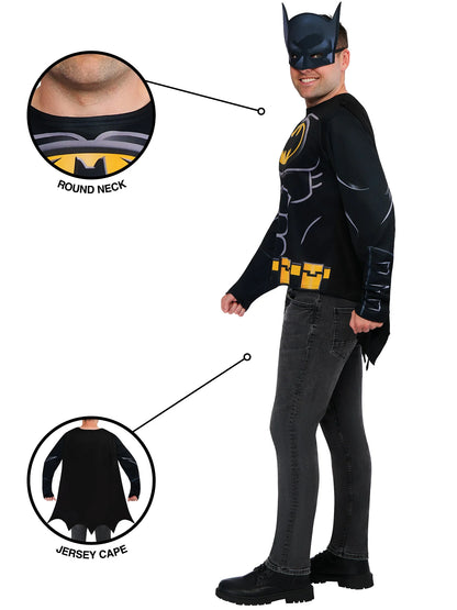 Batman Costume Top Cape and Half Mask for Men 5
