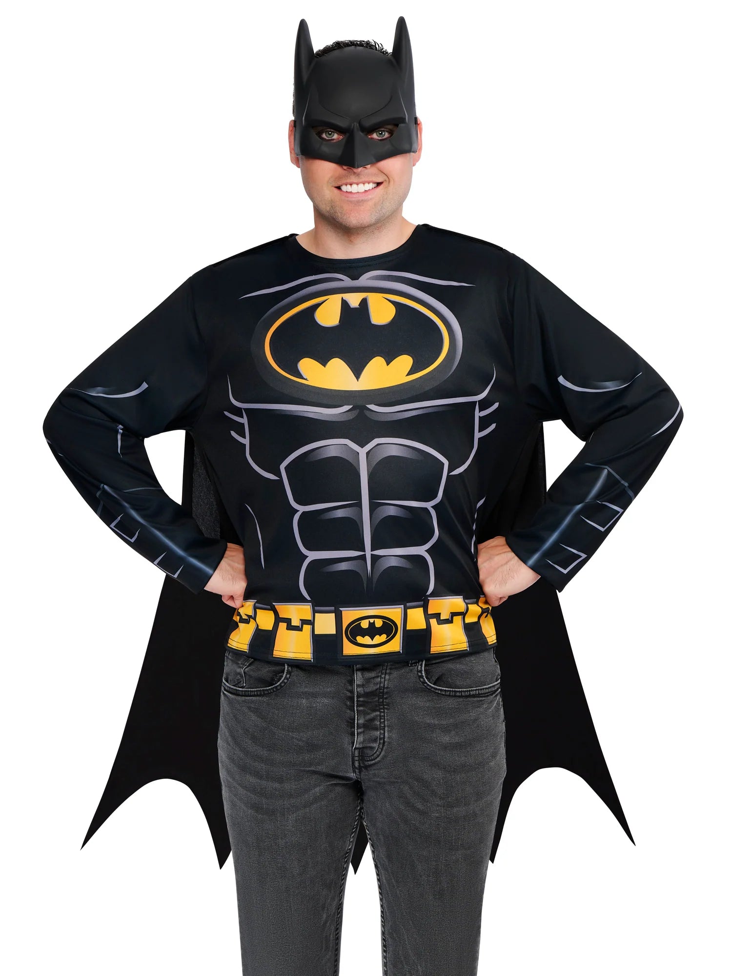 Batman Costume Top Cape and Half Mask for Men 7