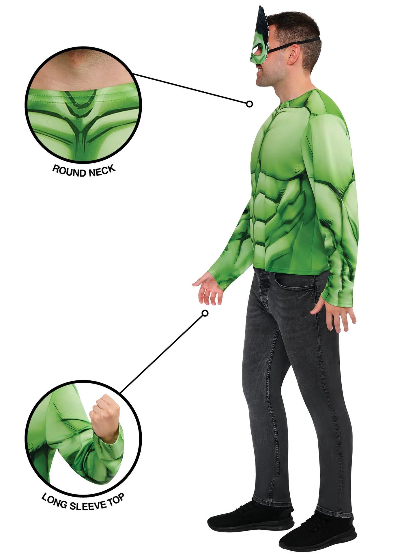 Hulk Adult Top and Half Mask Costume for Men 4