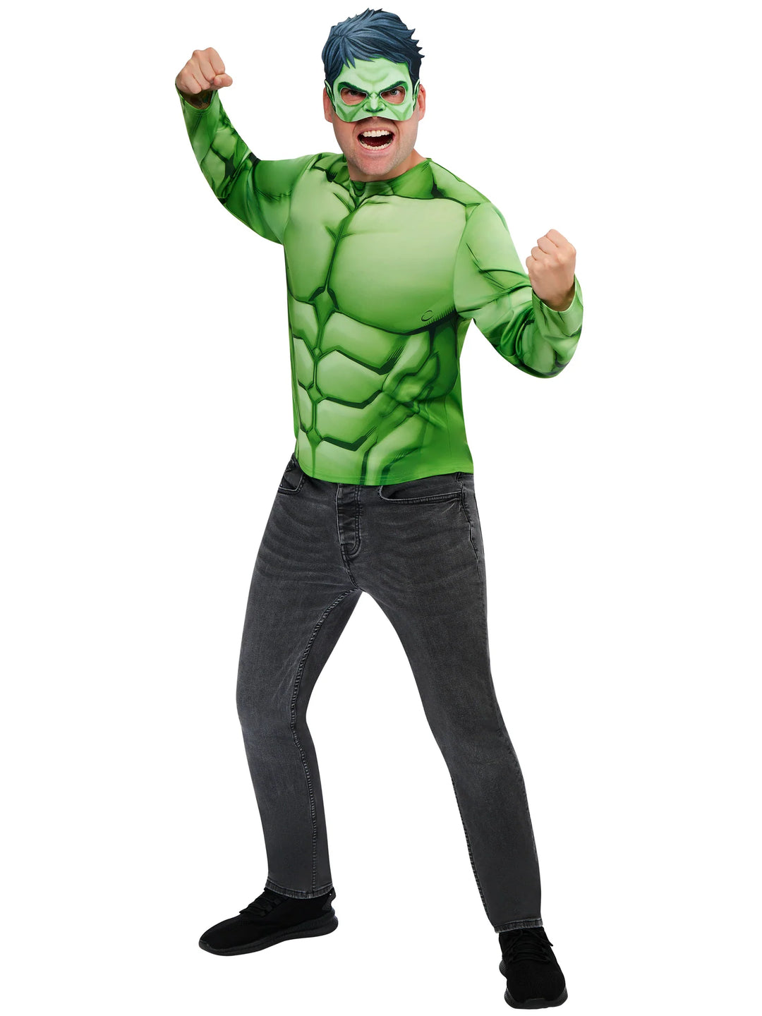Hulk Adult Top and Half Mask Costume for Men