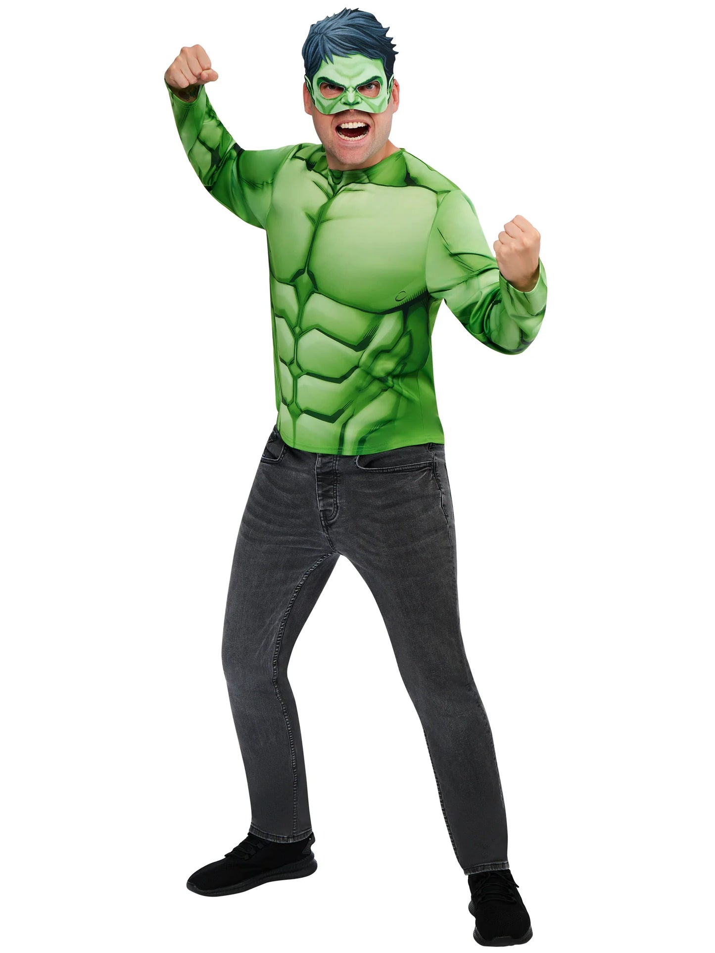 Hulk Adult Top and Half Mask Costume for Men 5