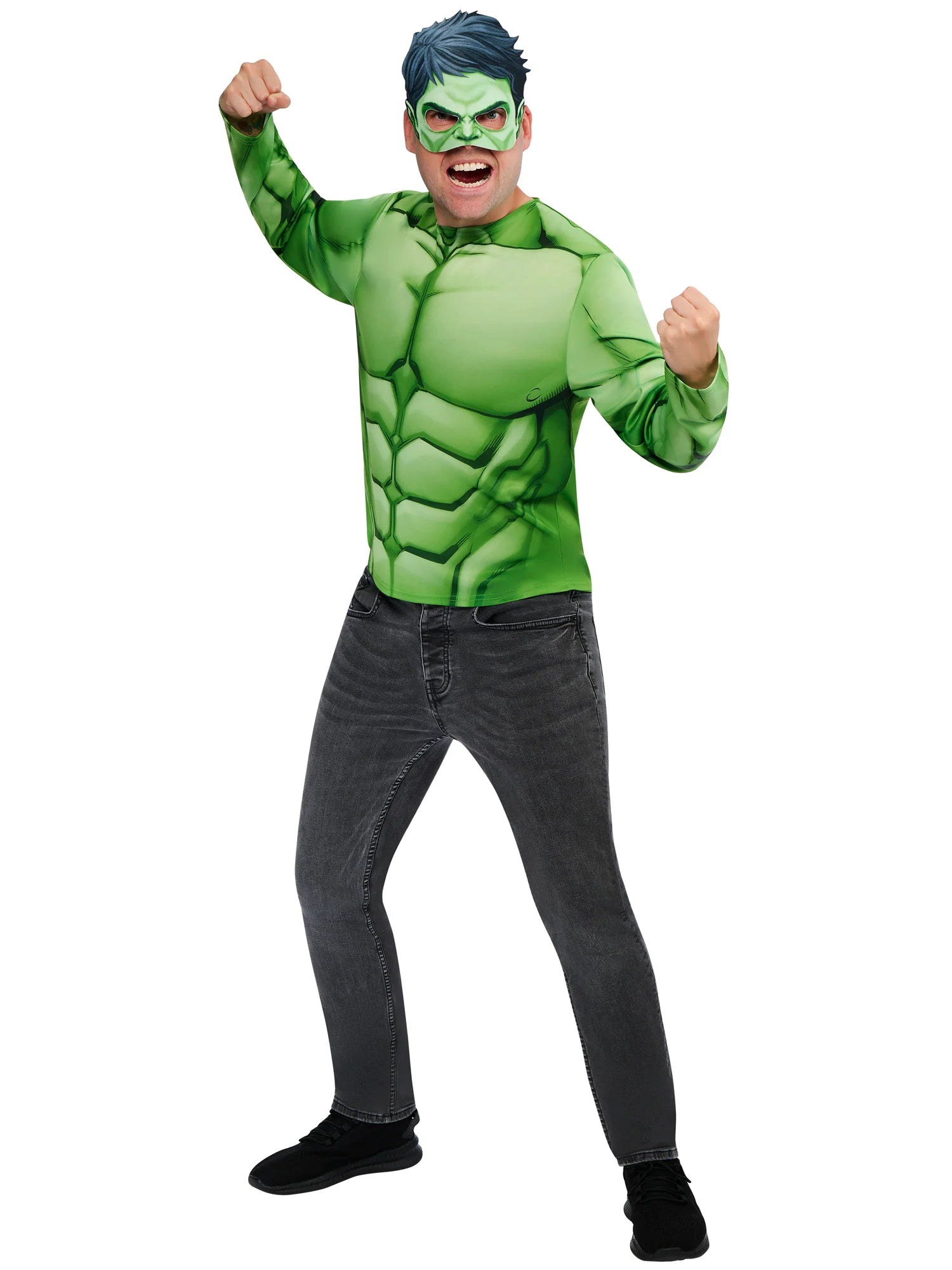 Hulk Adult Top and Half Mask Costume for Men 5
