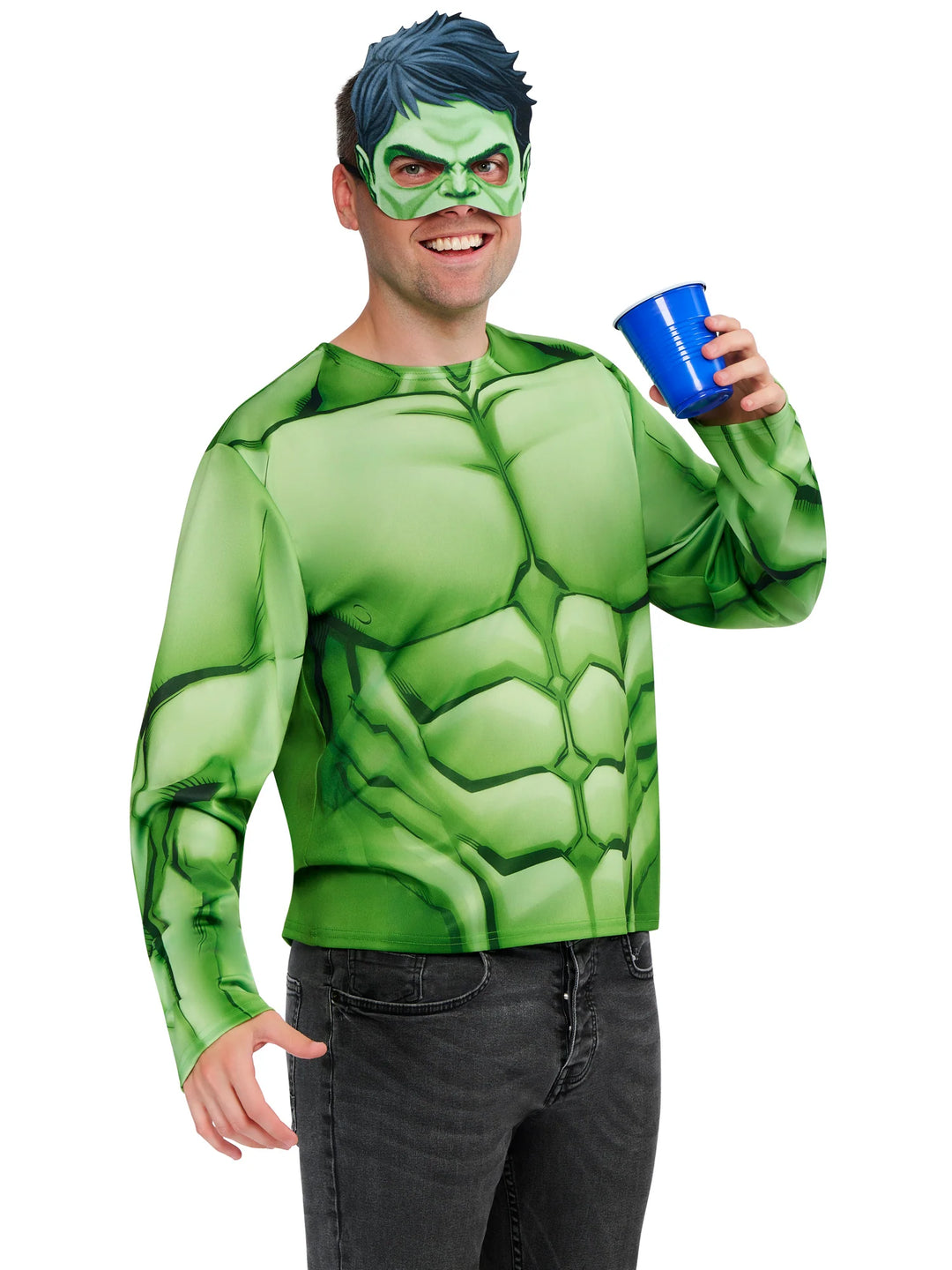 Hulk Adult Top and Half Mask Costume for Men